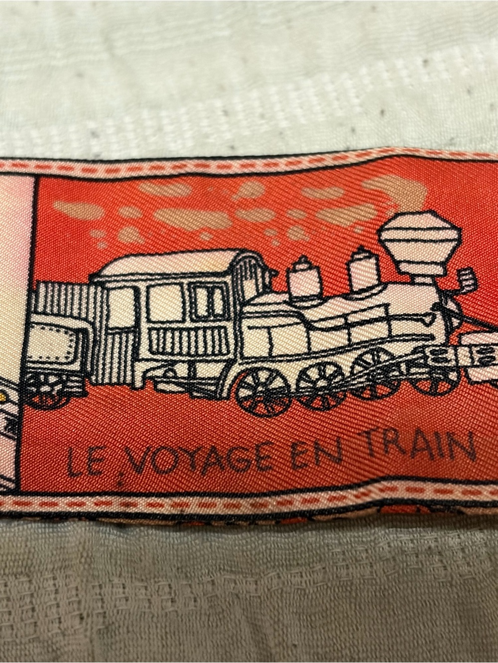 Louis Vuitton Navy and Coral Printed Silk Twilly